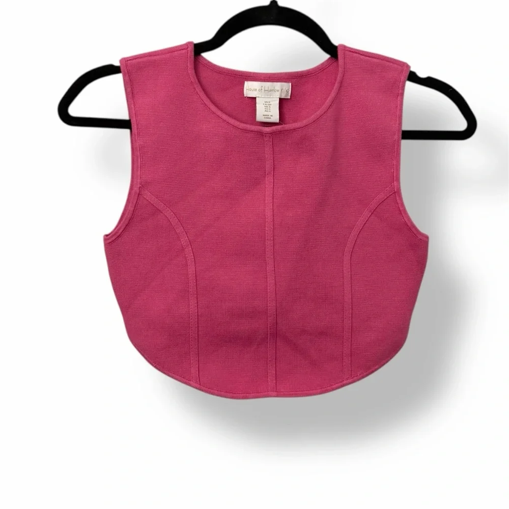 House of Harlow 1960 Ribbed Crop Top Pink - Picture 2 of 5